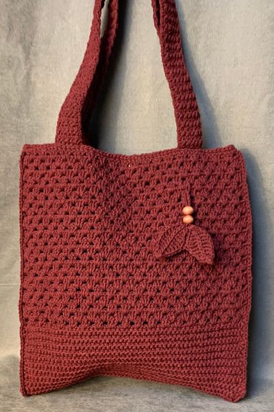 Uretti - Geantă de umăr cu motiv frunze tricotate manual Emine 9106 - Roșu Claret