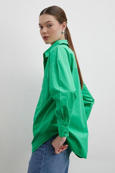 Never more Green Oversize Cotton Shirt