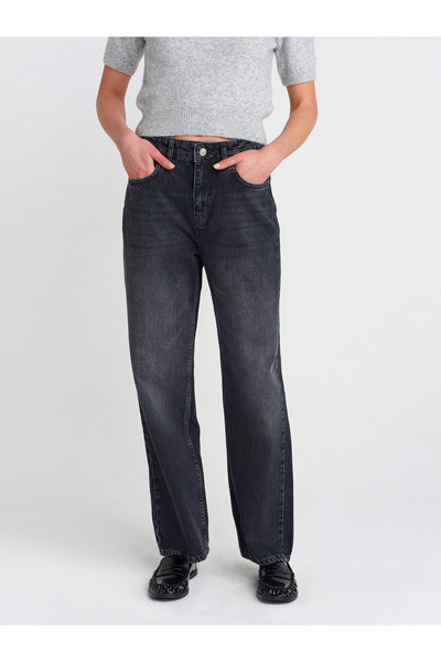 Dilvin 71773 Yeni Kesim Mom Pantolon-Siyah