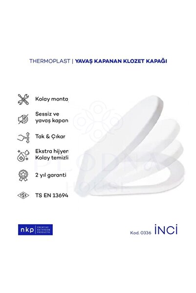 teknotrust D-form yavaş kapanan klozet kapağı, üstten sıkmalı menteşeli, beyaz renk