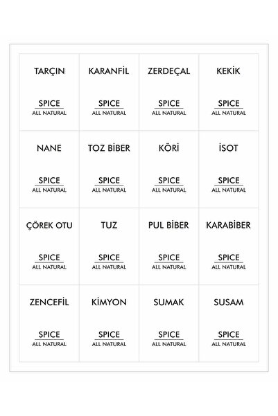 EG75 Yedek Etiket 16'lı Baharatlıklara Özel