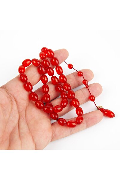 LapisDo Dice Amber Beyzi Cut 8X11Mm Rosary -Transparent Red