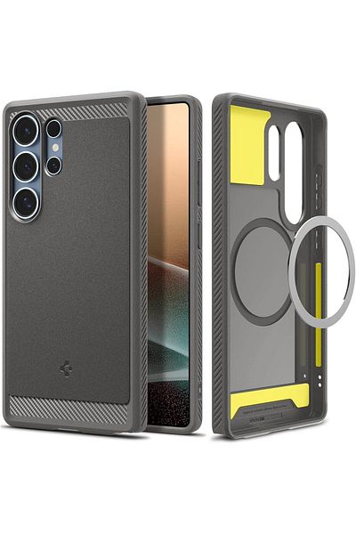 Spigen Rugged Armor MagFit for Galaxy S25 ULTRA case [MagSafe compatible] - Marble Gray