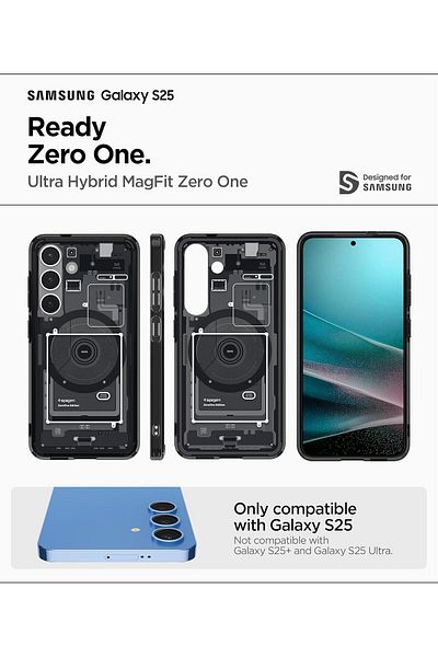 Spigen Ultra Hybrid MagFit for Samsung Galaxy S25 case [MagSafe compatible] - Zero One Black