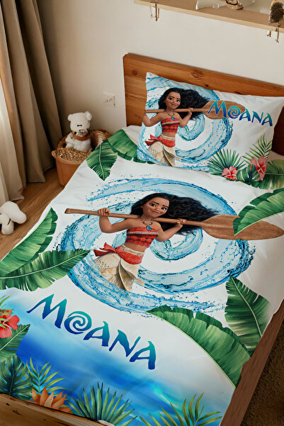 Homamia İsme Özel Baskılı %100 Pamuk Tek Kişilik Nevresim Takımı Moana