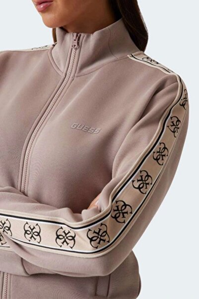 Guess BRITNEY FULL ZIP SWEATSHIRT Γυναικεία φούτερ καφέ V2YQ16KB3P2-G1L9