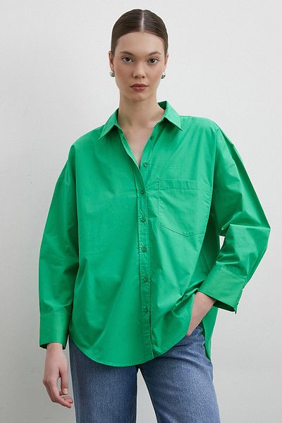 Never more Green Oversize Cotton Shirt