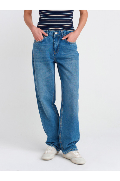 Dilvin 71768 Baloon Denim Trousers - Self Tinted