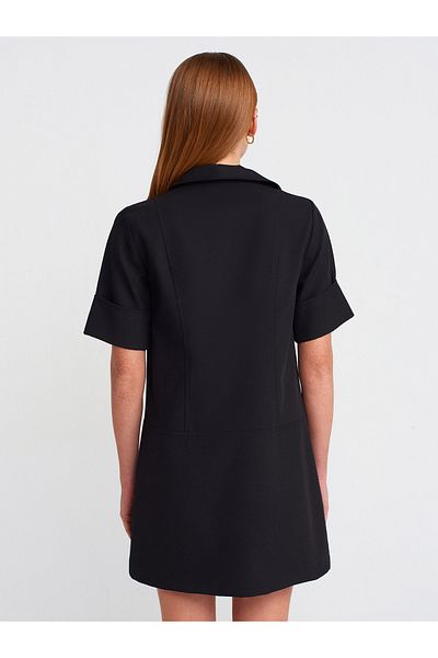 Dilvin 90912 Φόρεμα Polo Neck-μαύρο