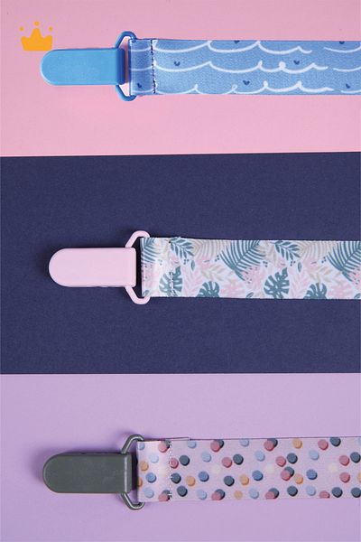 Babyhola Newborn Gift 3-Piece Pacifier Strap Set - Powder Exotic