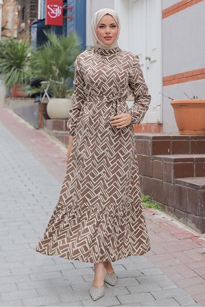 Bestenur Rayel Woven Viscose Dress 1336 - Brown