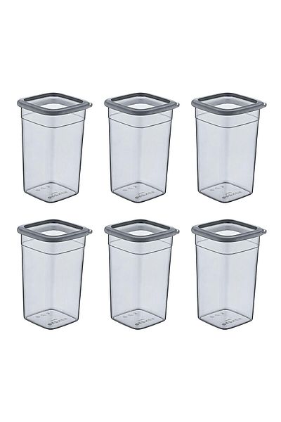 Smartware Anthracite 1440 ml - Set of 6 Scale Square Storage Containers