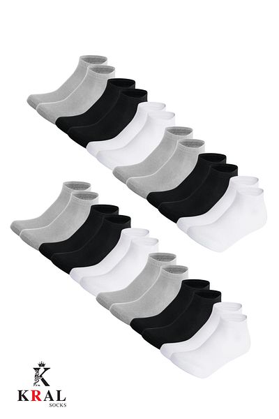 KRAL SOCKS Жени - мъже (10 ЧИФТА) Икономични чорапи с обикновен модел с дължина до глезена