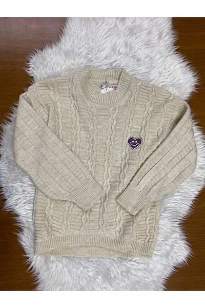 skycott pulover tricotat fetita culoare violet cu detaliu inima