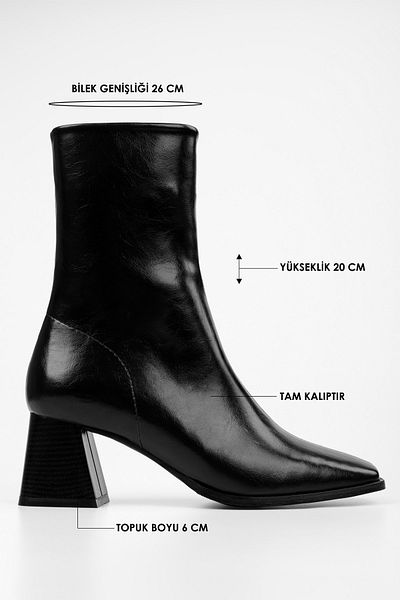 Shoeberry Damskie czarne błyszczące buty na obcasie Talve z płaskim noskiem
