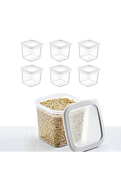 Smartware 740 ml White Scale Square Storage Set - 6 Pieces
