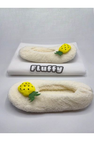 fluffy Women's Booties Slippers - Pompom, Foldable and Portable, Non-Slip No Sound Sole