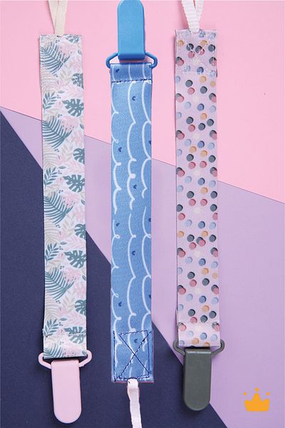 Babyhola Newborn Gift 3-Piece Pacifier Strap Set - Powder Exotic