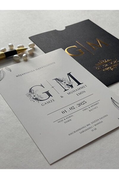 Luna Davetiye Oval Kesim Düğün Davetiyesi 50 Adet