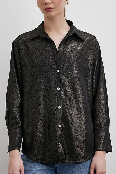 Never more Black V-Neck Sheathed Shirt