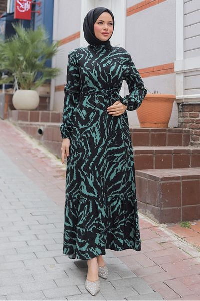 Bestenur Viser Woven Viscose Dress 1339 - Khaki