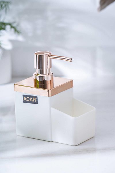 ACAR Astoria Acrylic Liquid Soap Dispenser with Sponge Tank - White/Bronze