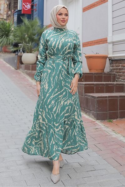 Bestenur Viscose Viser Woven Dress 1339 - Mint