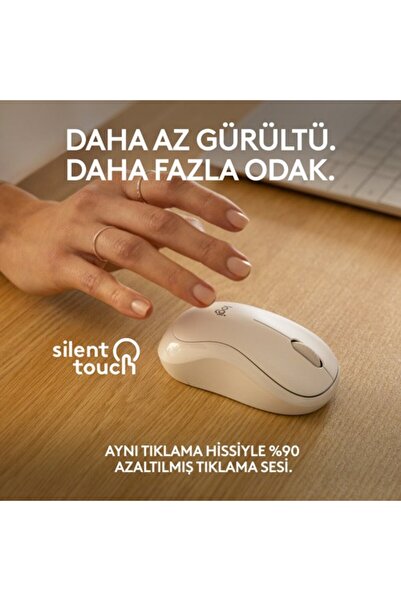 logitech M240 Sessiz Kompakt Kablosuz Bluetooth Mouse, Beyaz 910-007120