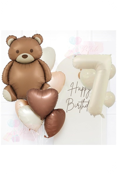 BİDOLUMUTLULUK Yaş Retro Krem Doğum Günü Seti: Krem Rakam Folyo, Banner, Kalp...