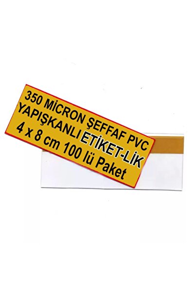 MT 4 cm x 8 cm Raf Fiyat Etiketliği Yapışkanlı Etiketlik Şeffaf PVC Fiyat Etiketliği 100 lü Pk.