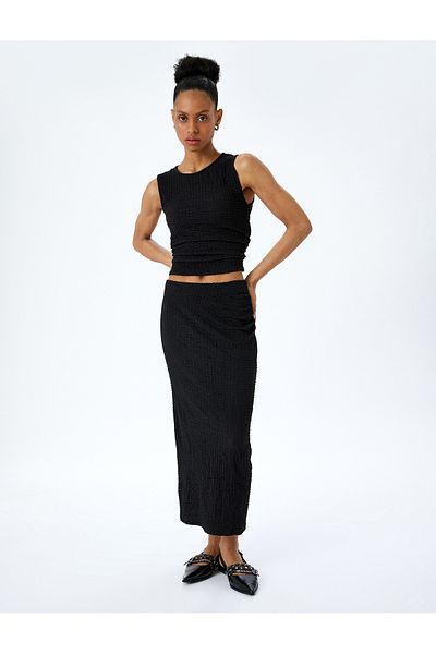 Koton Μπλούζα με υφή Slim Fit Crew Neck Tank Top