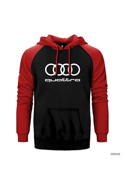Z zepplin Φούτερ Audi Quattro Red Raglan με κουκούλα