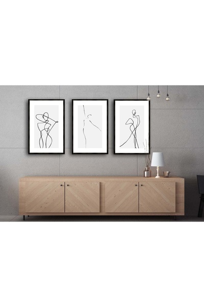 Vivense ABSTRACT DRAWİNG ÇOKLU TABLO SETİ, ÇERÇEVELİ, 33X48