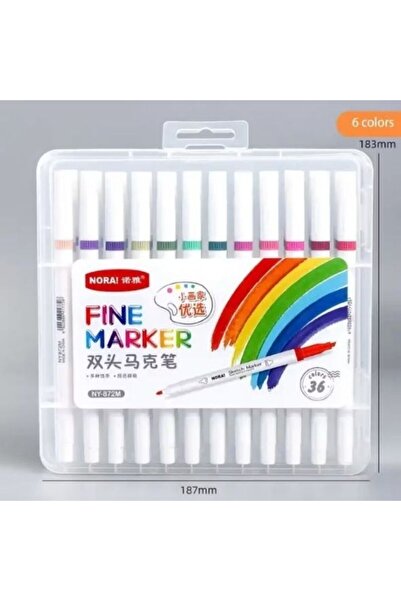 Andofis Çift Uçlu Sketch Marker Yıkanabilir Keçeli Kumaş Boya Kalemi 36'lı