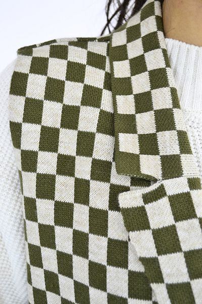 Tuğra Plaid Patterned Long Knitwear Vest