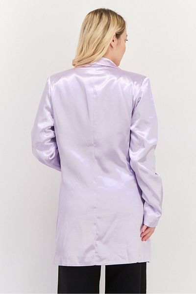 Liquorish Women Tailored Fit Long Sleeves Satin Blazer, Lavender