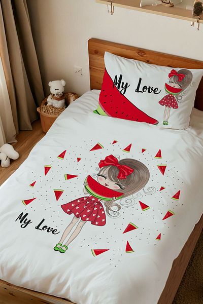 Homamia Watermelon Custom Printed 100% Cotton Single Duvet Cover Set