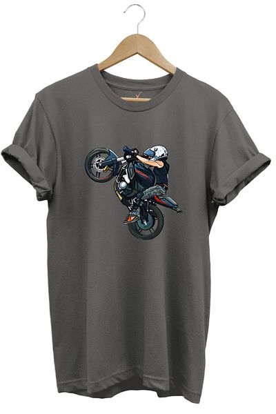 WİDİ Μοτοσικλέτα Racing Front Lifter Biker με στάμπα 100% βαμβακερό μπλουζάκι με κανονική εφαρμογή