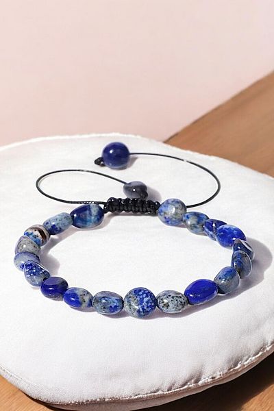 NBS Beautiful Naturel Stones Lapis Lazuli Natural Stone Bracelet (Believe in Luck and Ladybug, Well Known to Bring Success)
