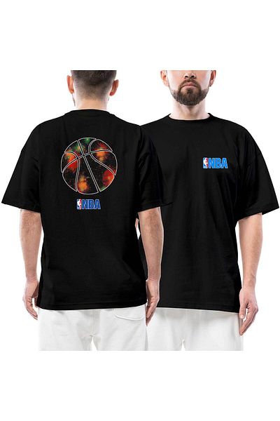 Z zepplin Μπλουζάκι NBA Galaxy μπροστινό πίσω με στάμπα μαύρο oversize