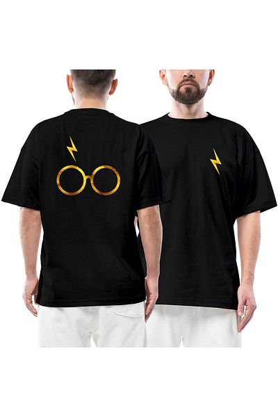 Z zepplin Harry Potter Front Back Printed Black Oversize T-Shirt