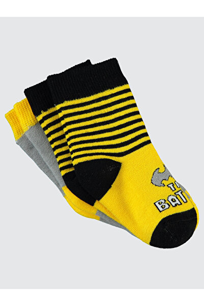 Batman 0-12 Months Baby Boy Yellow Towel Socks