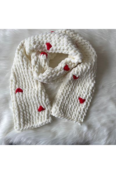 Home Puffy Plush Knitted Scarf - Women