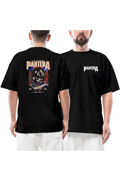 Z zepplin Μπλουζάκι Panthera 20th Anniversary μπροστινό πίσω εμπριμέ μαύρο oversize