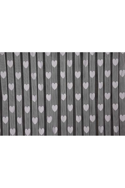 AKÇA TEKSTİL Hearted Model White Color Width 100 cm Length 280 cm Ready Rope Curtain