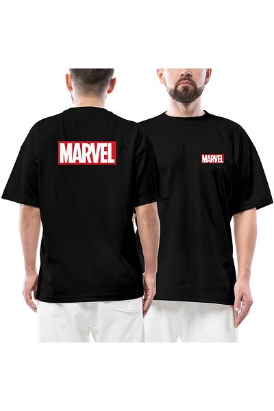 Z zepplin Marvel Μπροστινό Πίσω Μπλουζάκι με στάμπα μαύρο Oversize