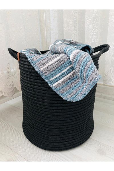 ModaCardin Черна плетена кошница - играчка и саксия за цветя, органайзер 25x25