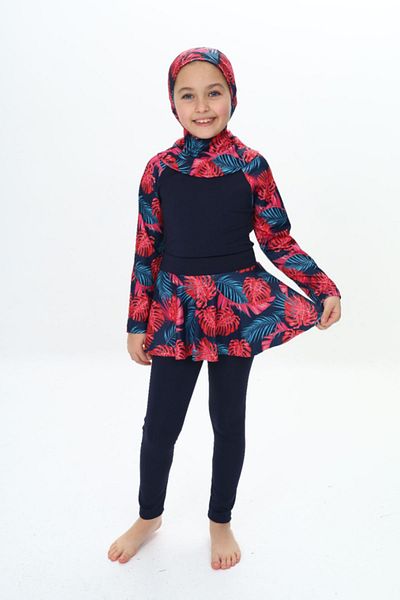 My Kids Wear Three-Piece Girls' Hashema, Hijab, Skirt, Closed Swimsuit