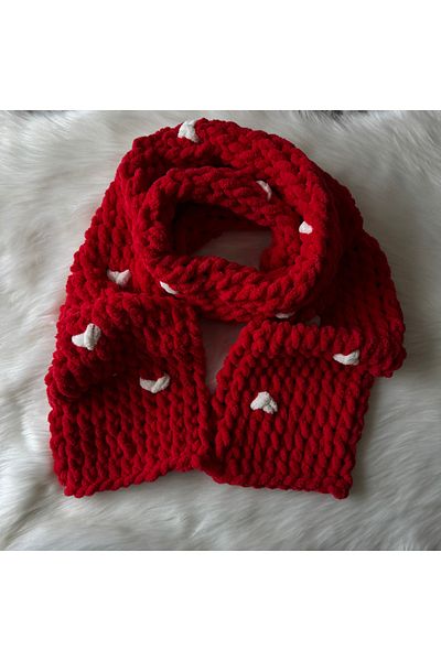 Home Puffy Plush Knitted Scarf - Women