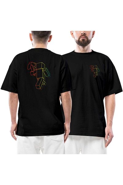 Z zepplin Mine-Craft D. Front Back Printed Black Oversize T-Shirt